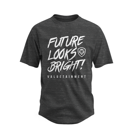 Future Looks Bright Premium Curved Hem Charcoal and White Short Sleeve T-Shirt