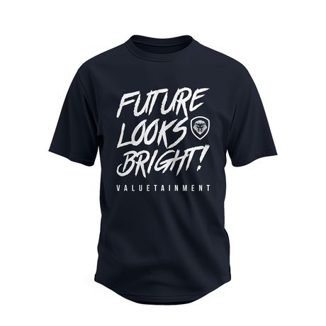 Future Looks Bright Premium Curved Hem Navy and White Short Sleeve T-Shirt