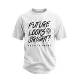 Future Looks Bright Premium Curved Hem White and Black Short Sleeve T-Shirt