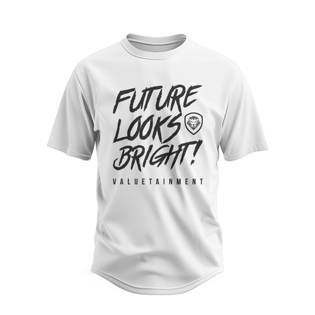 Future Looks Bright Premium Curved Hem White and Black Short Sleeve T-Shirt