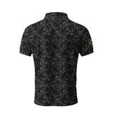 Lion Shield Charcoal Grey Pattern Print Short Sleeve Polo (Classic Fit)