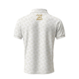 Future Looks Bright Royal Crest Allover Print Ivory and Gold Polo (Classic Fit)