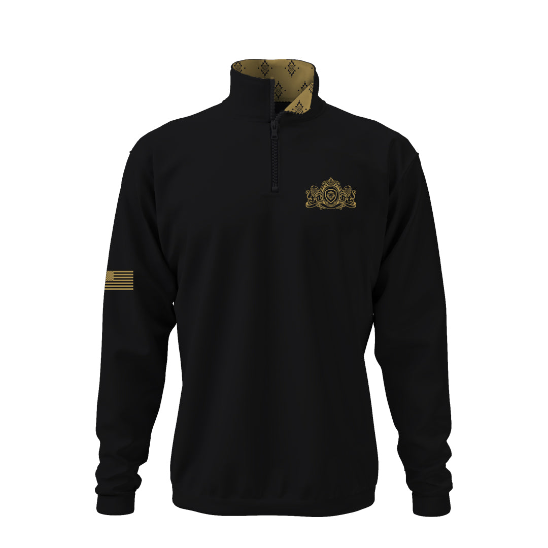 Future Looks Bright Royal Crest Black and Gold 1/4 Zip Pullover
