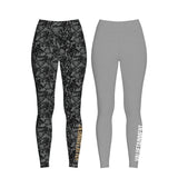 Women's Future Looks Bright Charcoal Grey Pattern Print Reversible Leggings