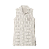 Women's Future Looks Bright Coconut Cream Lion Pattern Print Performance Sleeveless Polo