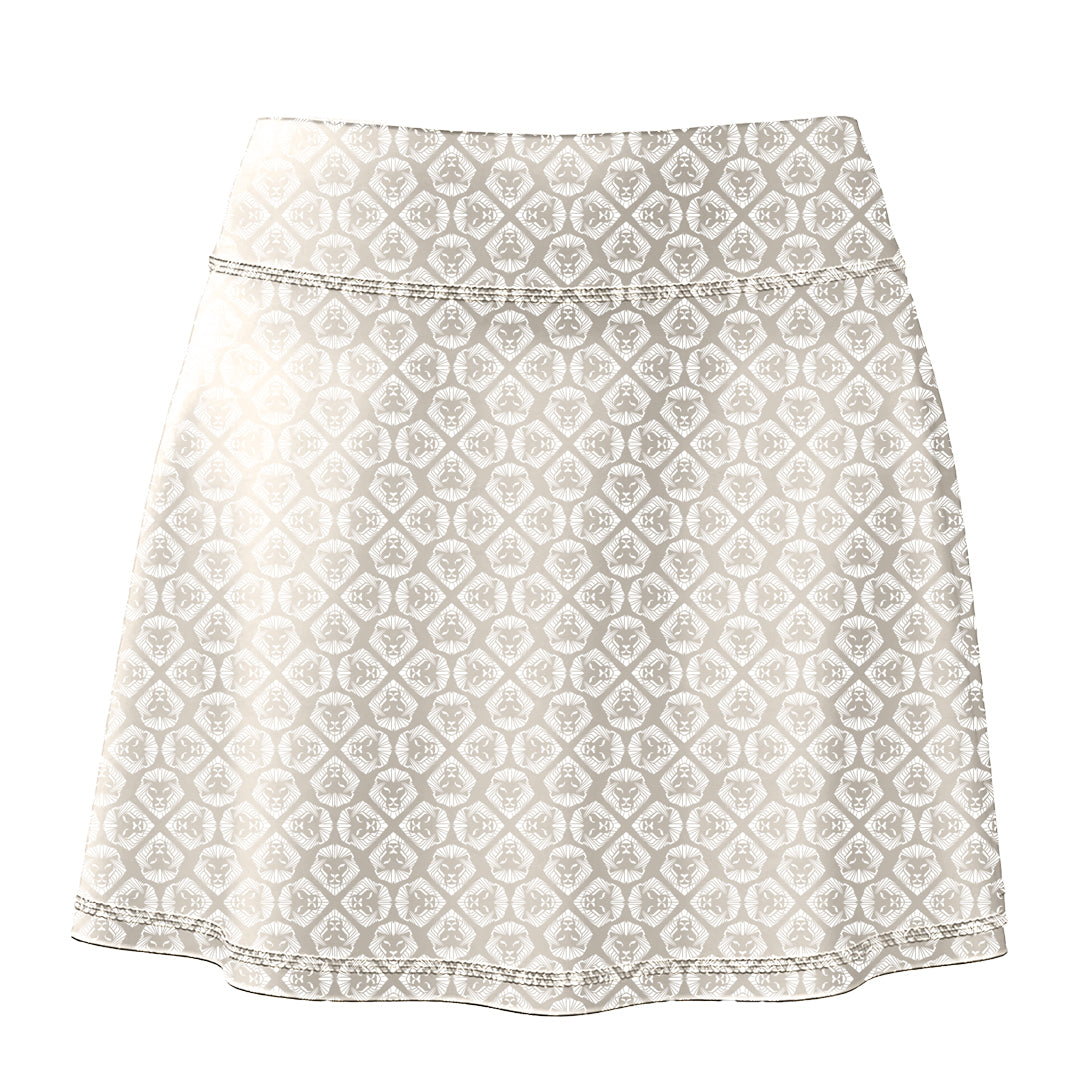 Women's Future Looks Bright Coconut Cream Lion Pattern Print Performance Skort