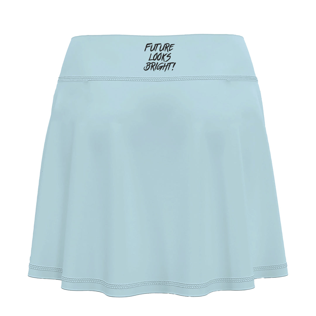 Women's Future Looks Bright Solid Sky Blue Performance Print Skort