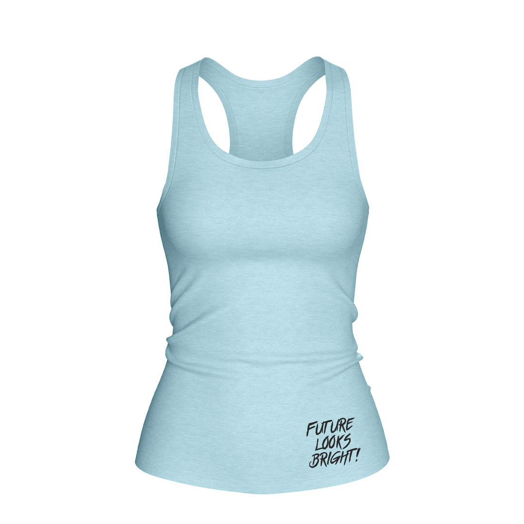 Women's Future Looks Bright Sky Blue Solid Print Performance Midi Tank