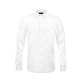Valuetainment Men's Solid White Tencel Long Sleeve Button Down Shirt (Classic Fit)