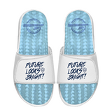 Future Looks Bright White and Blue Gel Comfort Slides