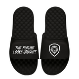 Future Looks Bright Lion Shield Black and White Comfort Slides