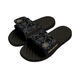 Future Looks Bright Charcoal Grey Pattern Print Comfort Slides