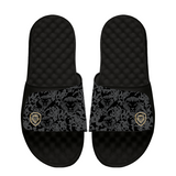 Future Looks Bright Charcoal Grey Pattern Print Comfort Slides