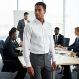 Valuetainment Men's Solid White Tencel Long Sleeve Button Down Shirt (Classic Fit)