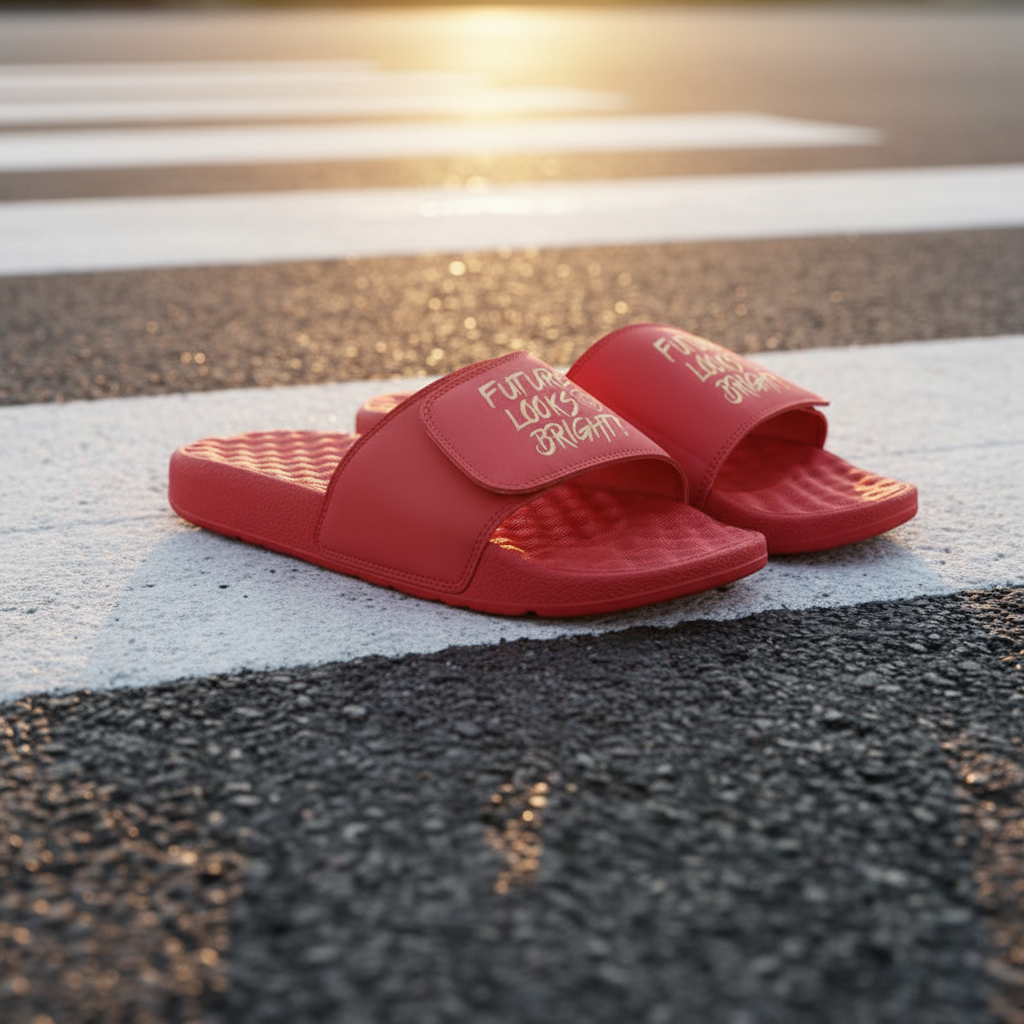 Future Looks Bright Lion Legacy Red & Gold Comfort Slides