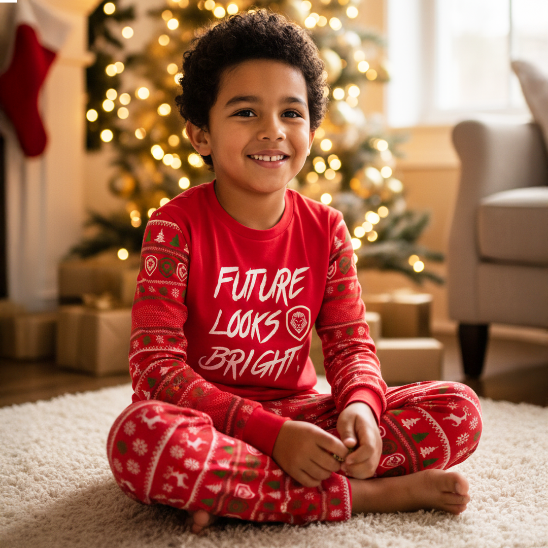 Kid's Future Looks Bright Christmas Pajamas Top & Bottom Set