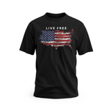 Future Looks Bright Live Free USA Map Black Short Sleeve T-Shirt