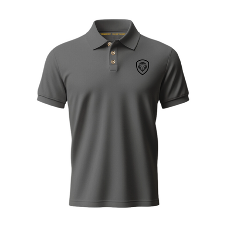 Future Looks Bright Lion Shield Premium Grey and Black Polo Shirt (Classic Fit)