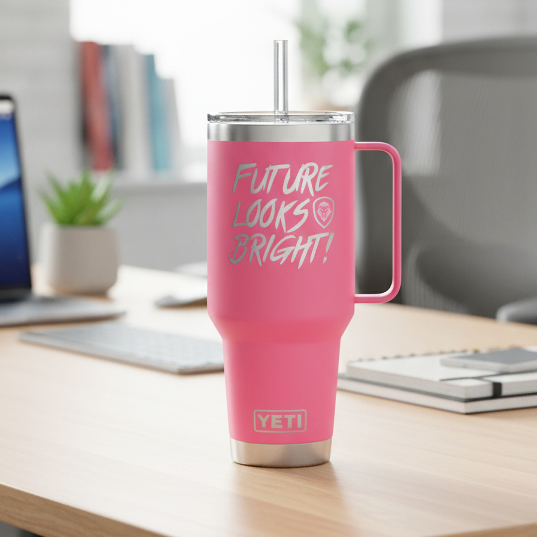 Future Looks Bright Valuetainment Pink YETI Rambler 42 oz Straw Mug