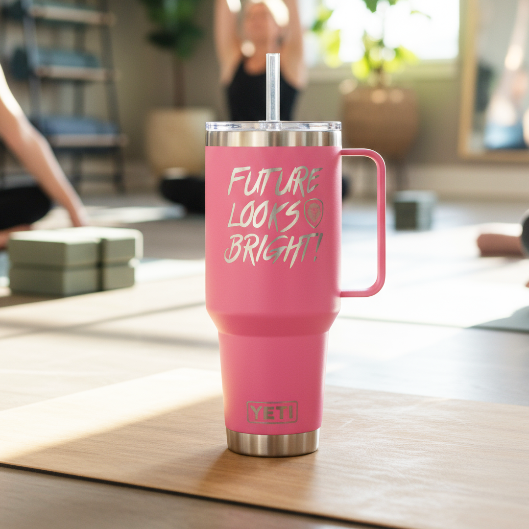 Future Looks Bright Valuetainment Pink YETI Rambler 42 oz Straw Mug